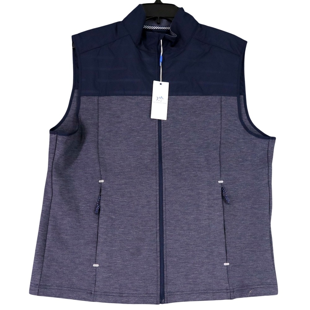 Southern Tide Coligny Quilted Vest Mens M Dress Blue Full Zip Coastal Golf